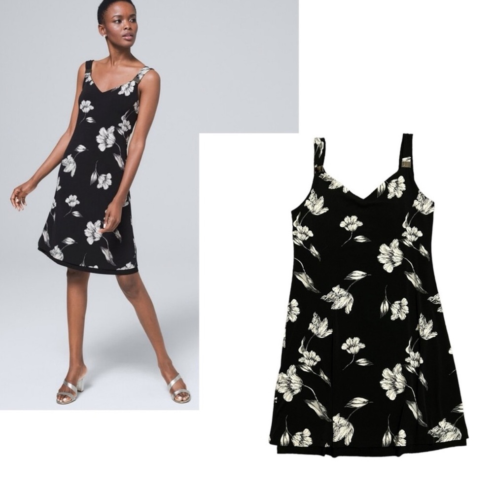 WHITE HOUSE BLACK MARKET NWT Sleeveless Floral Reversible Tank Dress L - Picture 2 of 12